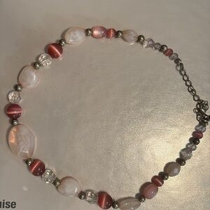 Elegant Pink and Silver Beaded Necklace